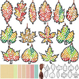 WinnerWhy 36 Sets Maple Diamond Painting Ornaments DIY Gem Window Art Sun Catcher Kits Gemstone Diamond Art Craft and Crafts with Ropes for Holiday Party Decor WinnerWhy