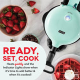 DASH Flip Belgian Waffle Maker – 1” Thick Waffle Mold, Nonstick Waffle Iron with Quick Heat-Up, Surface - Rotating Belgian Waffle Maker for Kids and Families, Just Add Batter (Aqua) DASH