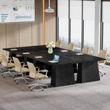 Tribesigns 63-Inch Executive Desk, Modern Large Office Computer Desk with Double Pedestal and Storage Shelves, Simple Writing Conference Table Workstations Business Furniture for Home Office, Black Tribesigns