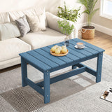 SERWALL Rectangle Outdoor Coffee Table, HDPE Patio Coffee Table, Navy SERWALL