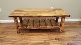 Midwest Log Furniture Torched Cedar Coffee Table - Burnt Medium Brown/Mortise & Tenon/Solid Wood/Amish Handcrafted in USA Midwest Log Furniture