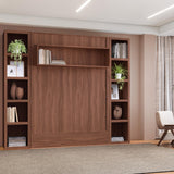 Oakland Living Easy-Lift Full Murphy Wall Bed in Natural Brown Wood Grain with Two Bookshelves Oakland Living