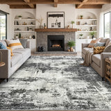 8x10 Area Rugs for Living Room: Abstract Washable Rug with Anti-Slip Backing Non-Shedding Stain-Resistant Soft Modern Large Carpet for Bedroom Dining Room Farmhouse Nursery Home Office Black Tosuoka