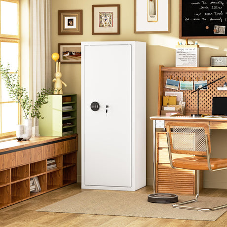 INTERGREAT 10-15 Rifle Gun Safe, Gun Cabinet for Home Rifle and Pistols with Digital Keypad and 4 Pistol Pockets, Quick Access Firearm Safes & Cabinets with Removable Shelf and Racks,White INTERGREAT