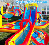 Whubefy 18Ftx14Ft Inflatable Water Slide Park Kids 3-12, Big Waterslide Bounce House with Extra Long Slides, Splash Pool, Kiddie Pool, Blow Up Water Slides Inflatables for Kids Backyard Water Fun Whubefy
