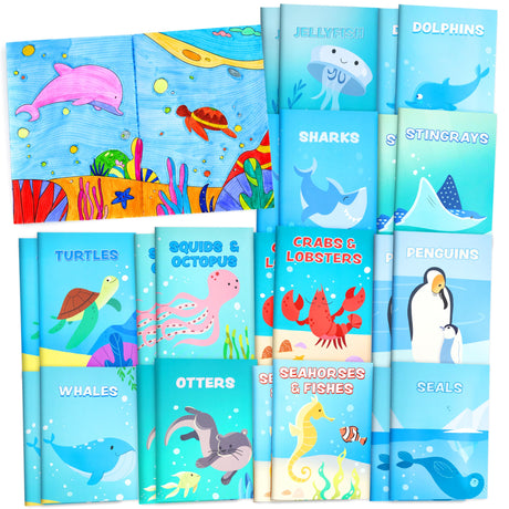 JOYIN 24Pcs Ocean Coloring Books for Kids, Bulk Sea Animal Mini Coloring Activity Books for Mermaid Fish Party Favors Birthday Party Gifts, Classroom Goodie Bags Stuffers Boys Girls JOYIN