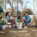 Best Choice Products Wicker Egg Chair, Oversized Indoor Outdoor Lounger for Patio, Backyard, Living Room w/ 4 Cushions, Steel Frame, 440lb Capacity - Ivory Best Choice Products