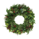 Puleo International 24" Mixed Christmas Wreath with 120 Tips, Round, Green Puleo International
