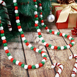 16 Feet Christmas Wooden Bead Garland Christmas Wood Bead Garland Decor Xmas Candy Cane Decoration Farmhouse Rustic Bead Tree Decoration for Holiday Party(Mixed Red, White, Green) Hicarer