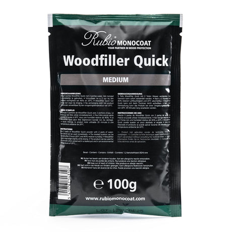 Rubio Monocoat Woodfiller Quick (Medium), 100 g Bag | Quick-Curing Wood Filler Putty for Interior Joinery & Patching Chipped Wood Rubio Monocoat
