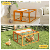 Nyeekoy Portable Chicken Coop with UV-Proof Panel, 4X Garden Stakes, Wooden Rabbit Hutch, Chicken Brooder Box Indoor, Outdoor Folding Chicken Cage, Top & Side Openable Doors, 45.3Inch (Orange) Nyeekoy