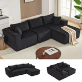 97" Boneless Couches for Living Room, Cloud Couch Sectional with Deep Seat, Comfy Couch with L-Shaped Chaise, Minimalist Upholstered Modular Sectional Sofa, No Assembly Required (Corduroy,Black) Huatean Home
