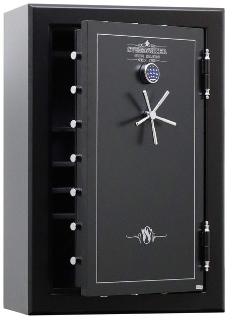 STEELWATER GUN SAFES New Improved Heavy Duty E.M.P Proof, 39 Long Gun, 2 Hour Fire Protection, Auto LED LIghts, Dehumidifier, Door Organizer, Interior Outlet, for Rifles, and more. AMHD593924-EMP Steelwater Gun Safes
