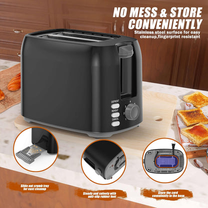 Toaster 2 Slice - Black Toaster Best Rated Prime Wide Slot 2 slice Toaster, 7 Bread Shade Settings, Removable Crumb Tray Compact Toaster Toasters the Best 2 Slice for Bagel Bread Waffle