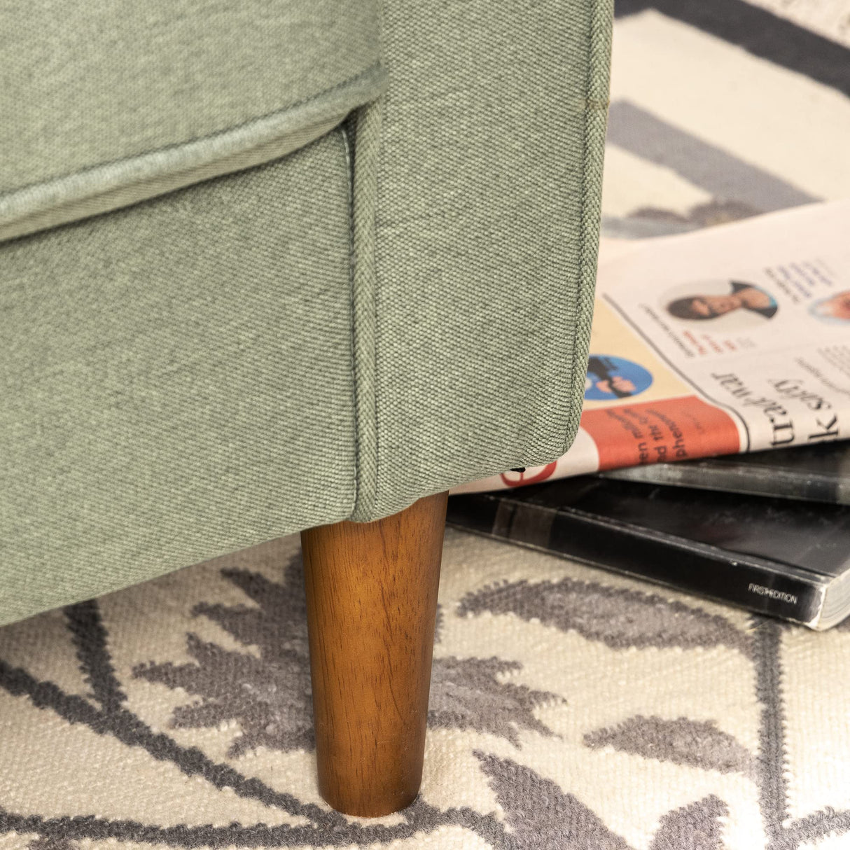 ZINUS Lauren Loveseat, Button Tufted Cushions, Easy, Tool-Free Assembly, Pear Green Zinus