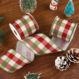 Whaline 2 Rolls Wired Edge Plaids Ribbon - Christmas Buffalo Check Red Green, 2.5 Inch Farmhouse Craft for DIY Gift Wrapping, Wreath, Xmas Tree Bow Decoration, 10 Yards Whaline