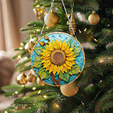 Nivvey DIY Hanging Diamonds Painting Pendant Kit Sunflower, 7.4x7.4inch Gem Painting Board Art Kit Ornament, Special Crystal Diamond Craft Box Kit, Yellow Nivvey