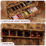 IRONCK Kitchen Pantry 72" Height, with 8 Hanging Shelves, 2 Drawers and Open Storage Cabinet, Freestanding Cupboard for Dining Room Living Room,Vintage Brown IRONCK