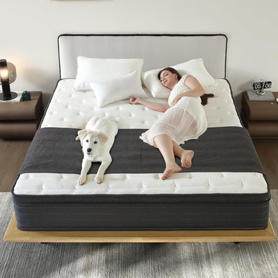 VERYOK Hybrid Mattress Queen Size, 12 Inch Medium Firm Queen Size Mattress with Hybrid Bed Mattress in a Box Pressure Relief, Cooling Farbic, Motion Isolation & Edge Support