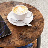 Yuede Small Round Side Table, 3-Tier End Table with Storage Shelf, Slim Sofa Table Coffee Table, Sturdy & Easy Assemble Nightstand for Small Spaces, Living Room Bedroom Corner, Rustic Brown Yuede