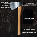 The Ace of Spades (3rd Generation): World Axe Throwing League Premium Competition Throwing Axe with Throwing Hatchet Nylon Sheath and Hickory Wooden Handle (Patented Design) WATL