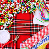 14 Sets Wreath Tree Ornaments Craft Kit with Ribbons, Bows and Bells Assortment for Kids Holiday Winter Bracelets and Necklaces Winlyn