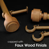 ILAISIHOME 1-1/8 Inch Diameter Faux Wood Curtain Rod with Wood Grain Finials, 36-72 inch Telescoping Single Curtain Rods for window width 24-68 inch, 1 pack ILAISIHOME