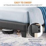 Yaheetech Upholstered Queen Size Bed Frame with Winged Headboard and Wooden Slats Support in Dark Gray Yaheetech