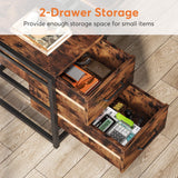 Tribesigns 55 Inch Computer Desk with 2 Drawers and Storage Shelves, Rustic Office Desk with Hutch, Study Writing Gaming Table Laptop Workstation for Home Office (Brown) Tribesigns