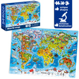 QUOKKA 300 Piece Floor Puzzles for Kids Ages 10-12 - 3X Set Floor Jigsaw Puzzles Large Pieces - Learning Space USA and World Maps - Gift Game for Adults Family Boys and Girls 8-10 Year Olds QUOKKA