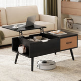 Yaheetech Lift Top Coffee Table for Living Room, Wooden Small Center Tables with Large Storage Shelf Drawer and Hidden Compartment Modern, Black Yaheetech