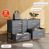 Nicehill Dresser for Bedroom with 5 Drawers, Storage Drawer Organizer, Wide Chest of Drawers for Closet, Clothes, Kids, Nursery, TV Stand with Storage Drawers, Wood Board, Fabric Drawers (Black Grey) Nicehill