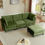 Portaforta 100" Oversized Sectional Couches for Living Room, Modular Sectional Sofa Couch, Modern Linen L Shaped Couch, 4 Seater Convertible Sofa for Living Room Apartment Office, Green Portaforta