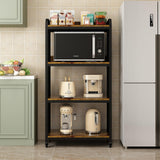 4-Tier Kitchen Baker's Rack with Rolling Wheels, Microwave Oven Cart Stand, Adjustable Utility Shelving Storage Unit, Heavy Duty Organizer Rack for Living Room, Garage, Home and Office(Brown) SUININGCOOL