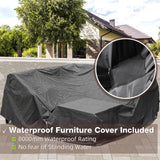 COMLAX FIELD Patio Furniture Set, 6 Pieces Outdoor Couch Sectional, L Shaped Patio Sofa, Metal Patio Couch Sectional with Side Table, Outdoor Seating Conversation Set, Beige COMLAX FIELD