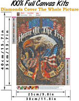 vodwml DIY 5D Diamond Painting Eagle and Flag by Number Kits Full Drills for Adults, Cross Stitch Crystal Rhinestone Embroidery Pictures Arts Craft for Home Wall Decor Gift.(30x40cm/11.8x15.7inch) vodwml