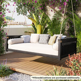 Wooden Porch Swing 2-Seater, Patio Swing Bed with Ropes and Safe Sloped Design, Outside Patio Swing for Backyard, Poolside (Gray) BEDGJH