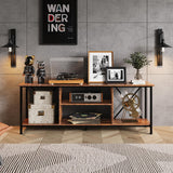 WLIVE TV Stand up to 65 Inch TV, 55" Entertainment Center, Industrial TV Console with Open Storage Shelf for Living Room and Bedroom, Rustic Brown WLIVE