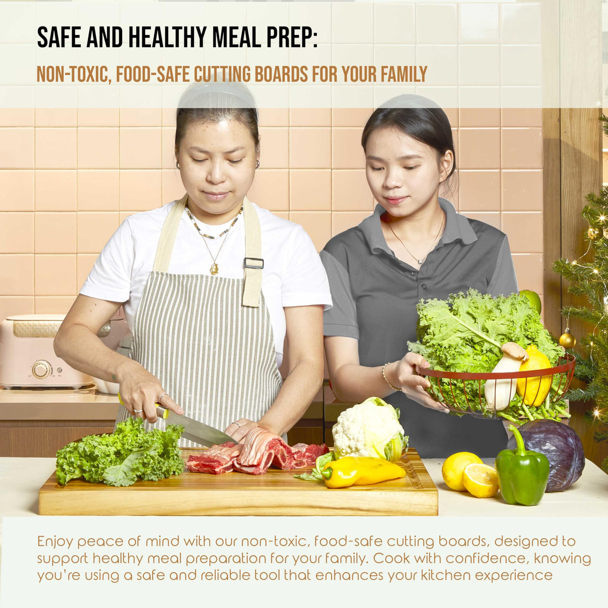 Bearchop Acacia Wood Cutting Boards for Kitchen, [20" x 15" x 1.25"] Large Edge Grain Cutting Boards, Solid Wood Butcher Block Cutting Board with Juice Grooves and Handle,Knife Friendly and Reversible EST 2007 BEAR CHOP