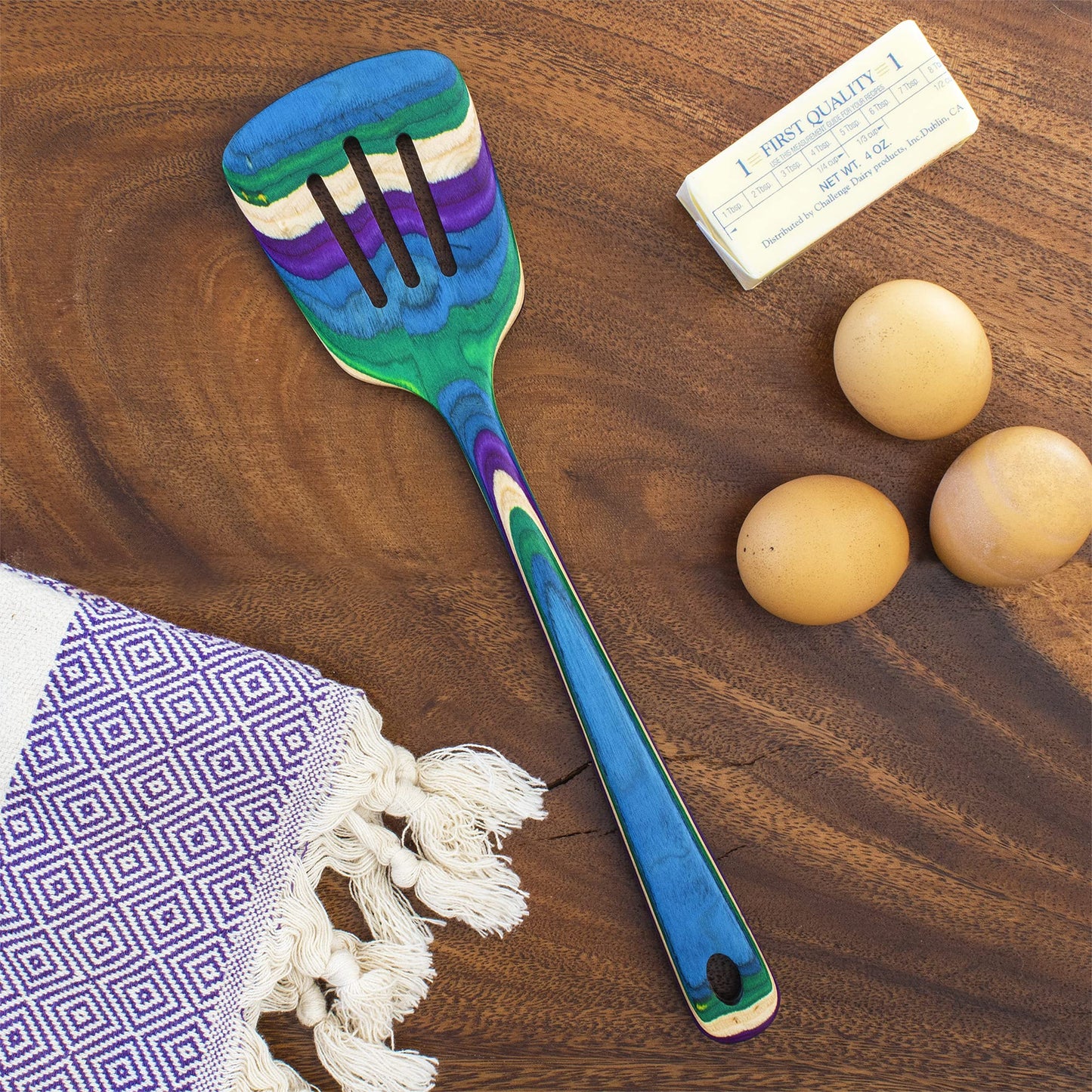 Totally Bamboo Baltique Mumbai Collection 12-1/2" Wooden Slotted Spatula, Safe for Nonstick