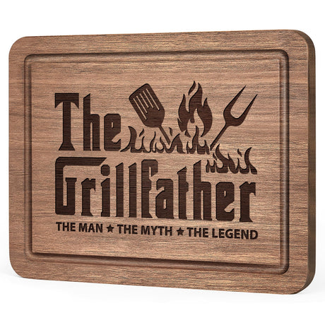 The Grillfather Walnut Cutting Board, Gifts for Dad Ideas, Cool Kitchen Gifts for BBQ, Grill Masters, Birthday Christmas Gifts for Men, Dad, Grandpa, Husband GiltGlimmer