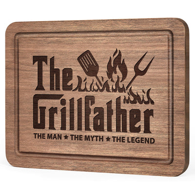 The Grillfather Walnut Cutting Board, Gifts for Dad Ideas, Cool Kitchen Gifts for BBQ, Grill Masters, Birthday Christmas Gifts for Men, Dad, Grandpa, Husband