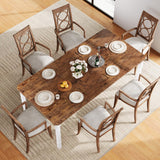 79" Large Industrial Dining Room Table for 6-8 People Rectangular Wood Kitchen Table Modern Farmhouse Dining Table Kitchen Dining Room Table with Heavy Duty Metal Legs forKitchen, Living Room dainslef