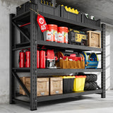 48" Wide Garage Shelving Heavy Duty 4-Tier Adjustable Storage Shelves Unit,3000 LBS Metal Utility Rack Shelf for Industries, Warehouses, Basement,Black (48" W x 24" D x 70" H) heycode