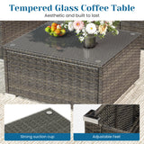 5 Pieces Outdoor Patio Furniture Set, Patio Sectional Furniture Set, All-Weather Wicker Rattan Patio Conversation Set with Washable Thick Cushions and Coffee Table, Outdoor Patio Sofa Couch Set, Grey May in Color