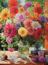 Cross & Glory - Rainbow Dahlia Delight - 1000 Piece Jigsaw Puzzle for Adults | Vibrant Flower Collection | Satin Finish | Challenging & Colorful Art Cross & Glory