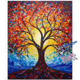 JUJUHOOD Abstract Tree Paint by Numbers Kit for Adults, Stained Glass Adult Paint by Number Kits,DIY Acrylic Paint by Number on Canvas for Home Wall Decor 16X20 Inch JUJUHOOD