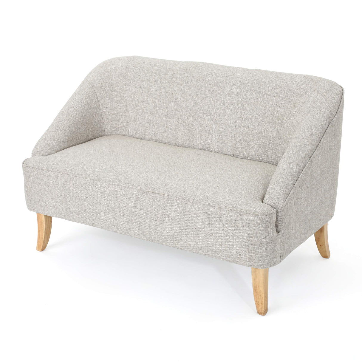 Christopher Knight Home Justus Mid-Century Modern Fabric Loveseat, Beige / Natural GDFStudio