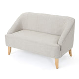 Christopher Knight Home Justus Mid-Century Modern Fabric Loveseat, Beige / Natural GDFStudio