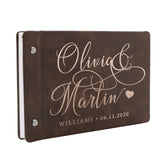 Wedding Guest Book, Personalized Leather Guest Book for Bride and Groom | Rustic | Customized Signing, Registry Book for Visitors, Bridal Shower, Personalized Favors